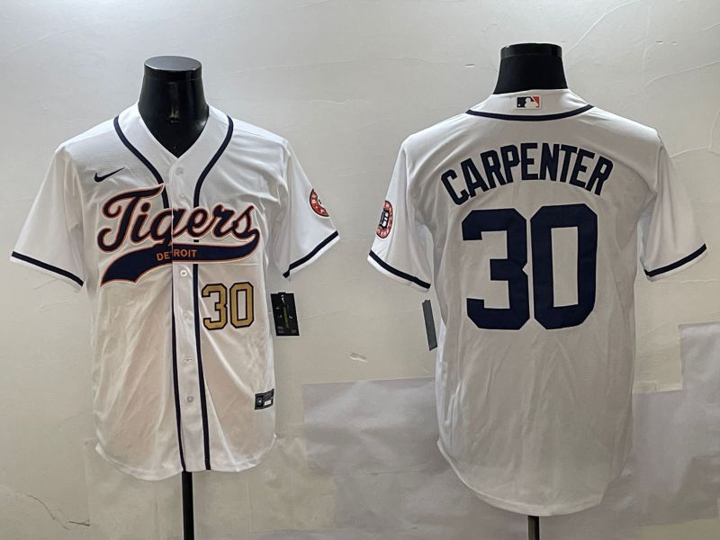 Men Detroit Tigers #30 Carpenter White Jointly Name 2025 Nike MLB Jersey style 4